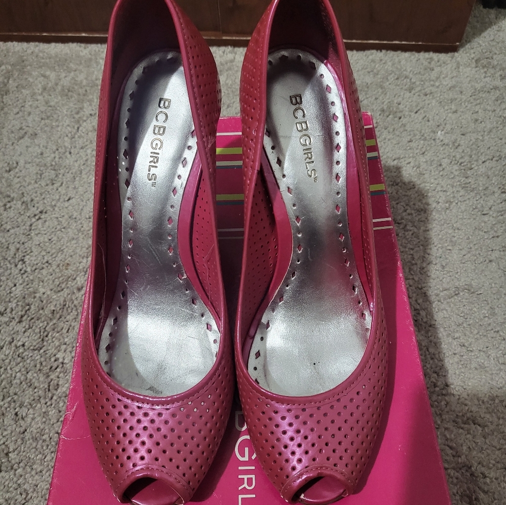 BCBGirls Pink Peep Toe Heels